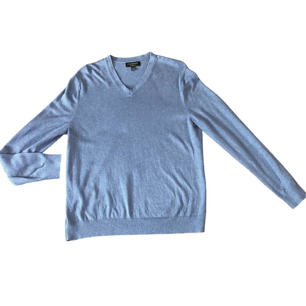 Banana Republic Premium Luxe Sweater Mens L Blue Cotton Rayon Silk Cashmere 124Q